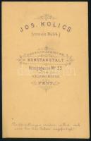 cca 1870 Kisgyermek szőrmesapkában, vizitkártya Kolics József (korábban Bülch Ágoston) pesti műtermé...