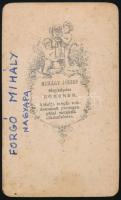 cca 1865 Előkelő úr (Forgó Mihály) portréja, vizitkártya Mihály József egri műterméből, a hátoldalon...
