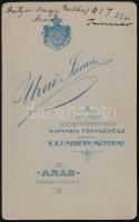 1917 Arad, fiatal hölgy (Szotyori Nagy Etelka) portréja, vizitkártya Urai János aradi műterméből, a ...