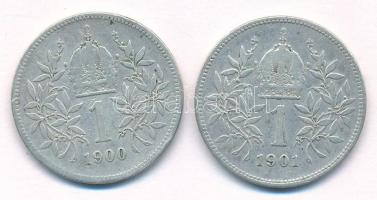 Ausztria 1900-1901. 1K Ag "Ferenc József" (2xklf) T:F Austria 1900-1901. 1 Corona Ag "Franz Joseph" (2xdiff) C:F Krause KM#2804