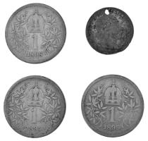 Ausztria 1894-1898. 1K Ag "Ferenc József" (3xklf) + (1868-1872) 10kr Ag "Ferenc Józse...