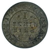 Német Államok / Lübeck 1728JJJ 1Sch billon (0,77g) T:F, előlap erősen kopott German States / Lübeck 1728JJJ 1 Schilling billon (0,77g) C:F, obverse worn Krause KM#141