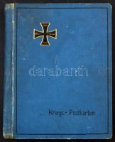 Kriegs-Postkarten, 200 férőhelyes, antik, keménykötésű, üres képeslap album, néhány helyen ragasztásnyomokkal, kisebb szakadásokkal / antique, blank, hardcover postcard album with 200 places