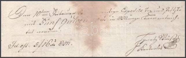 1831 Keglovich grófné született Esterházy adófizetési nyugtája Buda, papírfelzetes viaszpecséttel