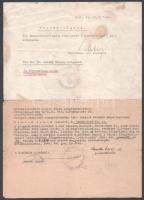 ca 1915-1930 5 db katonai vonatkozású irat, nyomtatvány