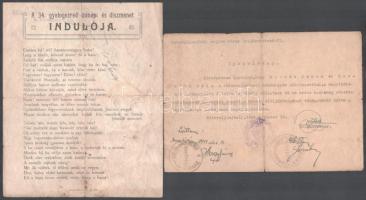 ca 1915-1930 5 db katonai vonatkozású irat, nyomtatvány