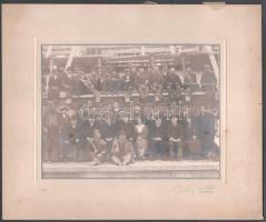 1926 Miskolci építkezés (bokrétaünnep?) csoportkép, kartonon 30x15 cm