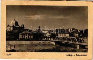 Győr, látkép a Rába híddal, zsinagóga (non PC) (r)