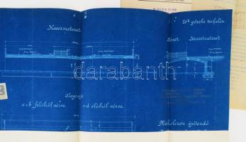 1909 A miskolci Deák téri híd általános terve 56x42 cm + statikai számítások 18 lapon Zielinski Szil...