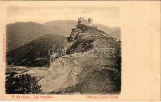 Sztrecsnó, Sztrecsény, Strecno; Vágvölgy. Várrom Zsolna mellett. Gansel Lipót kiadása / Das Waagthal / Povazie / castle ruins near Zilina (vágott / cut)
