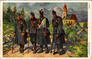 Helden! / WWI K.u.K. military art postcard with disabled soldiers returning home. W. R. B. &amp; Co. Wien Nr. 240. s: L. Wintorowski (EK)