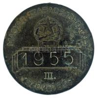 1955. "Magyar Szabadságharcos Szövetség - III." kétoldalas bronz (céllövőverseny) díjérem ...