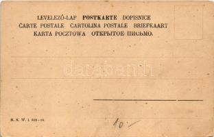 K.u.K. military art postcard, soldier with his horse. B.K.W.I. 829-18. (szakadás / tear)