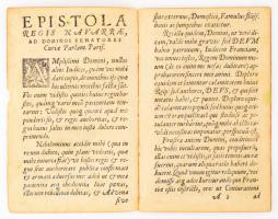 Duae epistolae regis Navarrae,... Altorphii, 1586., Nicolaus Knorr, 8 sztl. lev. Latin nyelven
