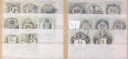 1868 Okmánybélyeg sor 16 db klf értéke