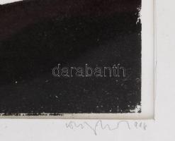 König (Kőnig) Róbert (1951-2014): In memoriam Nyíri Tamás V., 1996-98. Fametszet, papír, jelzett, mű...