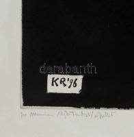 König (Kőnig) Róbert (1951-2014): In memoriam Nyíri Tamás II., 1996-98. Fametszet, papír, jelzett, m...