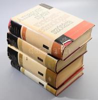 A magyar nyelv történeti-etimológiai szótára I-IV. köt. Főszerk.: Benkő Loránd. Bp., 1967-1984, Akadémiai Kiadó, 1142 p.; 1111 p.; 1230 p.; 493 p. Kiadói egészvászon kötés, szakadozott, sérült kiadói papír védőborítóban, de ezt leszámítva belül jó állapotban.