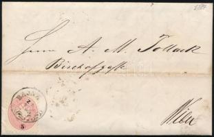 1867 5kr távolsági levélen ritka felvidéki "BAJNA" - "WIEN", 1867 5kr on domestic cover with rare Upper Hungarian postmark "BAJNA" - "WIEN"