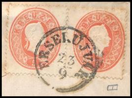 1862 5kr pár levélen "ÉRSEKÚJVÁR" - "STOKERAU" 1862 5kr pair on cover "ÉRSE...