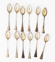 Ezüst (Ag) 12 darabos kávéskanál szett, jelzett, mesterjeggyel, monogramos, h: 11 cm, nettó 162g