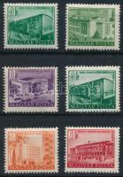 1951 6 db Épületek bélyeg számvízjellel (8f, 10f rozsda / stain)