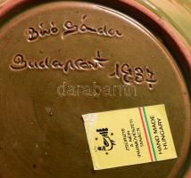 Bíró Sándor Budapest mázas kerámia dísztál, jelzett, hibátlan, d: 39 cm