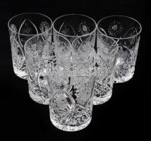 Ólomkristály whiskey pohár készlet, csiszolt mintával, 6 darab, hibátlan, m: 10 cm
