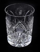 Ólomkristály whiskey pohár készlet, csiszolt mintával, 6 darab, hibátlan, m: 10 cm