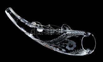 Parádi ólomkristály kürt, jelzés nélkül, hibátlan, h: 33 cm