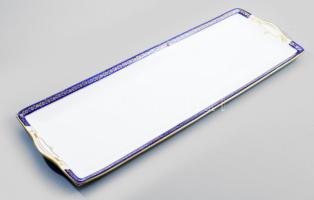 Hüttl Tivadar hosszúkás szervírtálca, jelzett, kis kopással, 48x16 cm