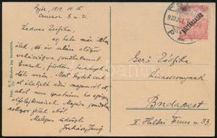 1919 A Magyar Tanácsköztársaság ideje alatt feladott képeslap Győrből Budapestre