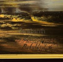 Bubelényi László (1953-2018): Vízparti táj. Olaj, farost, jelzett. Dekoratív fakeretben. 50x60 cm