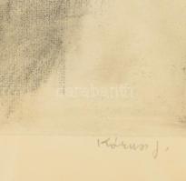 Kórusz József (1927-2010): Zivatar előtt (vitorlás). Rézkarc, papír, jelzett, üvegezett keretben, 31...