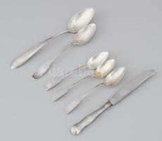 4 darab ezüst (Ag) kanál nettó 165g + ezüst (Ag) nyelű villa