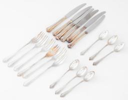 Berndorf 6 személyes villa, kés és teás kanál szett, jelzett.