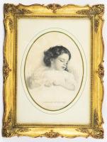Emilie Werner (1828-1831) portréja. Litográfia, papír, jelzett a litográfián (paszpartu által takarva). Dekoratív, üvegezett fakeretben. Kissé foltos. 20x15 cm