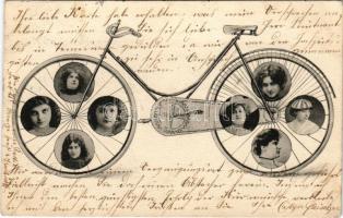 1904 Kerékpár hölgy fejekkel a küllőkön / Bicycle with lady heads on the spokes (EK)