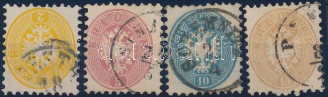 1864 2kr, 5kr, 10kr, 15kr "PESTH", "SIMA(ND)", "SCHEMNITZ"