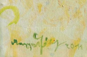 Magyar József (1957-): Hindu temetés, 2011. Akril, vászon, jelzett. Dekoratív, kissé kopott fakeretb...