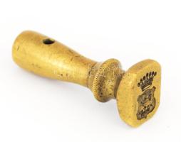 Bronz pecsételő, címer mintával, h: 3,5 cm