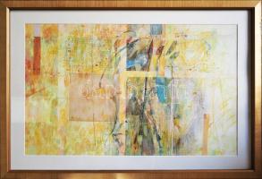 Magyar József (1957-): Színes kavalkád. Akvarell, pasztell, papír, jelzett. Dekoratív, üvegezett, kissé kopott fakeretben. 41x67 cm.