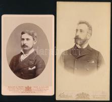 cca 1875 Férfiportrék, 2 db keményhátú fotó Koller tanár budapesti műterméből, 17×11 és 20,5×11,5 cm