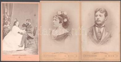 cca 1875 Műtermi portrék, 3 db keményhátú fotó Stockmann bécsi és Kozics pozsonyi műterméből, 16,5×10,5 cm