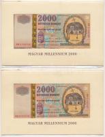 2000. 2000Ft "Millenium" (2x) sorszámkövetők "MM 0208798 - MM 0208799" eredeti díszcsomagolásban T:UNC Adamo F56A