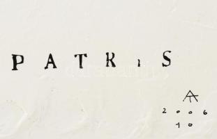 Ajtai Tamás (1952-): Világjárás No. 5. Vegyes technika, kollázs, vászon, farostra kasírozva , jelzet...