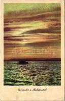 1958 Balaton, hajó. Képzőművészeti Alap Kiadóvállalata (gyűrődések / creases)