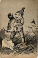 1911 Dwarves with chick (fa)