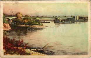 Budapest III. Óbuda, Sztálin híd (Árpád híd). Képzőművészeti Alap Kiadóvállalata s: Zádor István (gyűrődések / creases)