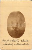 Egy vízalatti akna (Minen) robbanása / WWI Austro-Hungarian Navy, K.u.K. Kriegsmarine, explosion of an underwater mine. photo + "K.u.K. Marine-Landsturmkommando Pola"